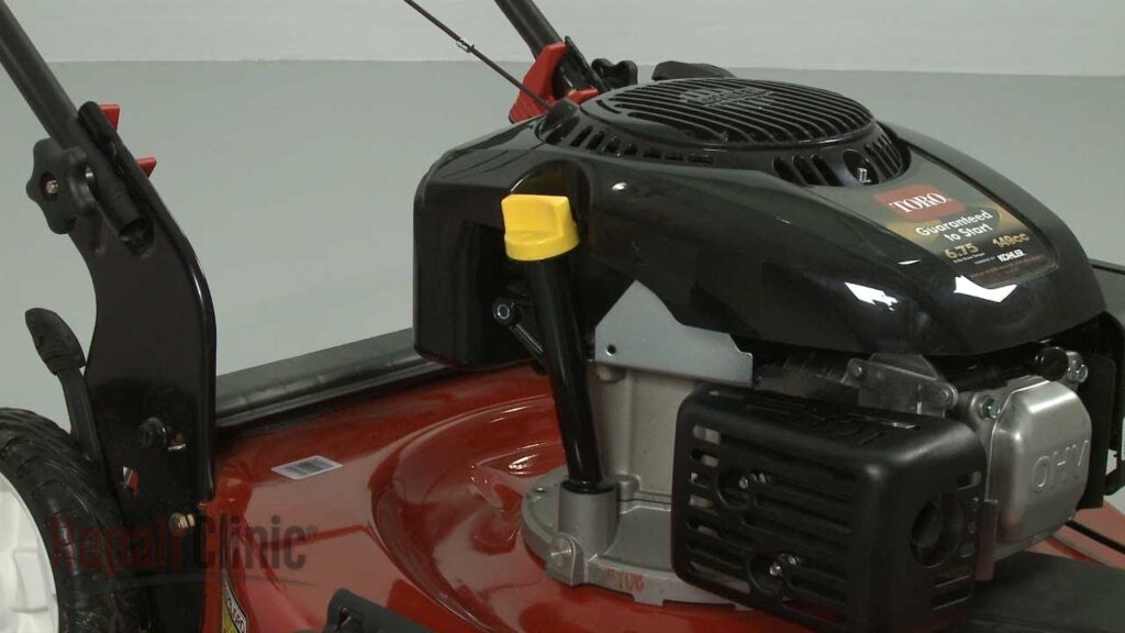 Yard machines lawn mower oil drain plug: replacing engine oil by dipstick tube. 